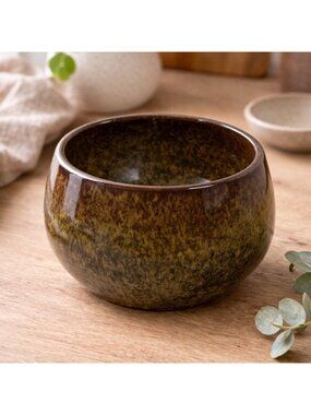 Vintage Studio Pottery Bowl Brown Green Glaze 4” Handcrafted Ceramic